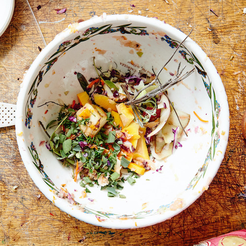 Bowl of colorful foods and spices