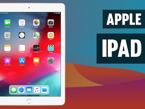 iPad displayed over a modern gradiant background
