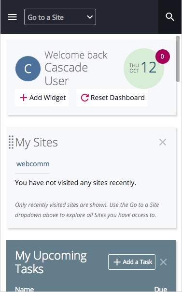 Cascade Dashboard on mobile