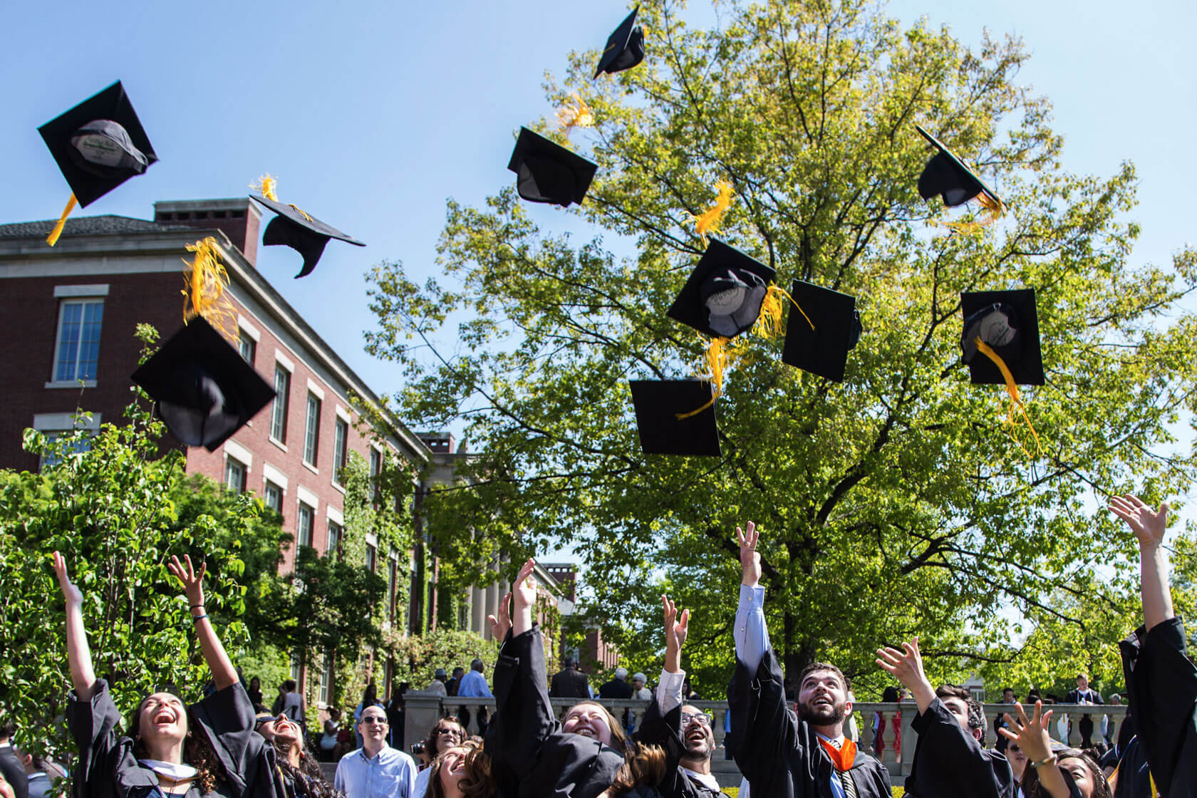 Graduating students pose for a photo.