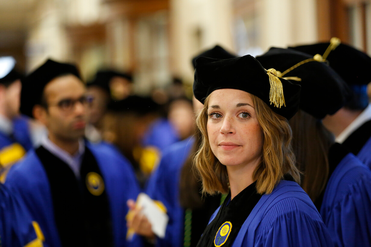 Students celebrating Commencement