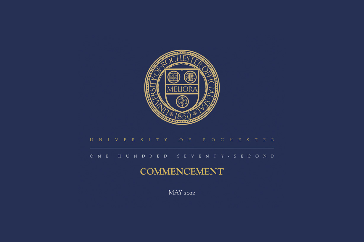 Cover of the University of Rochester 2022 Commencement program book