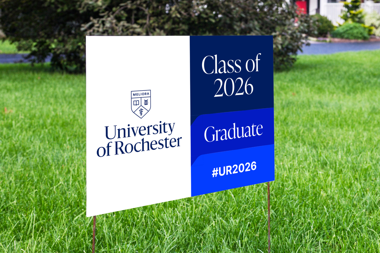 Graduation yard sign for Commencement 2026, featuring celebratory colors and bold lettering.