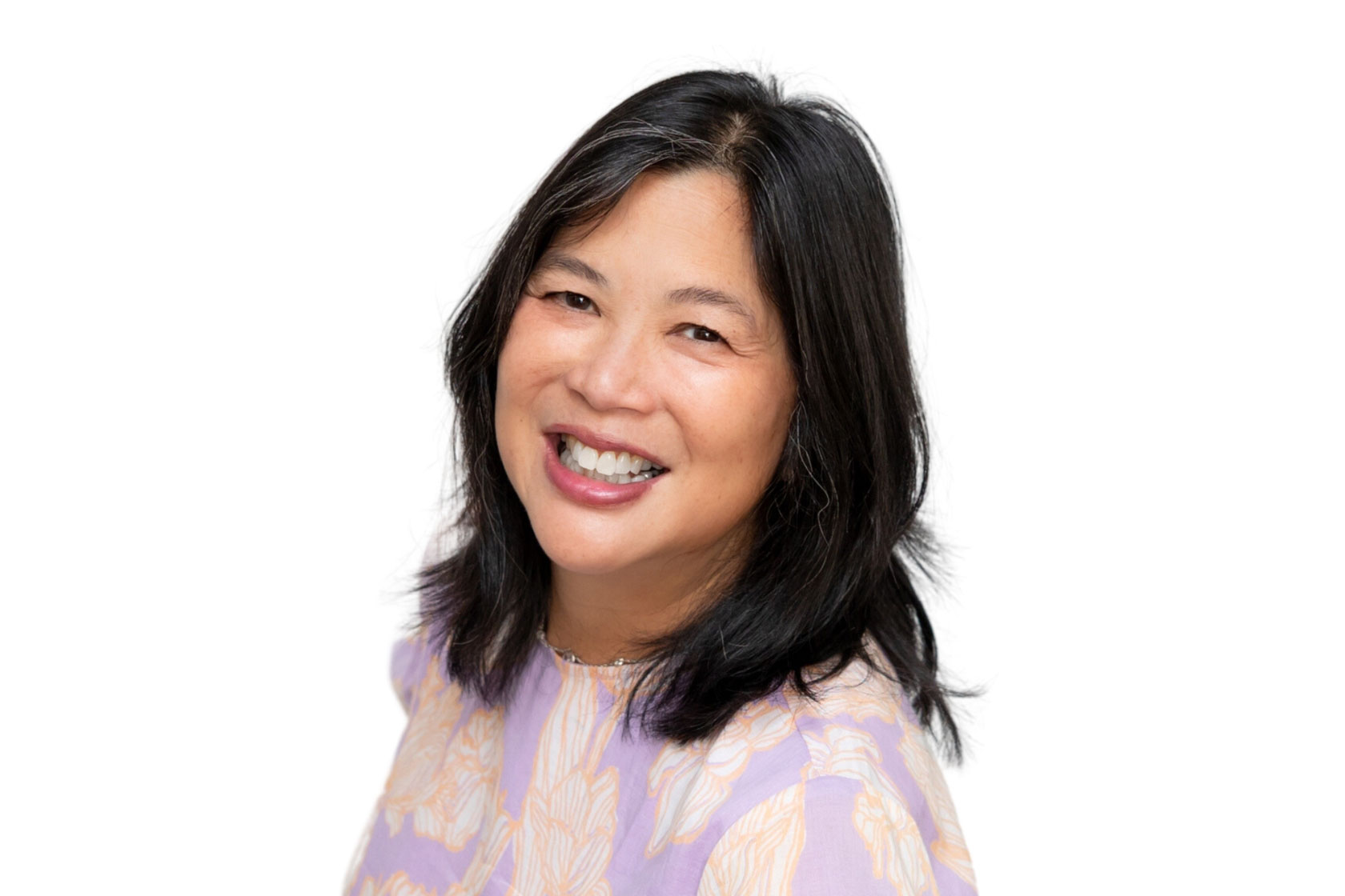 Portrait of University of Rochester Alumna Jeannine Shao Collins '86, chief client officer at multiplatform advertising and media company Kargo.
