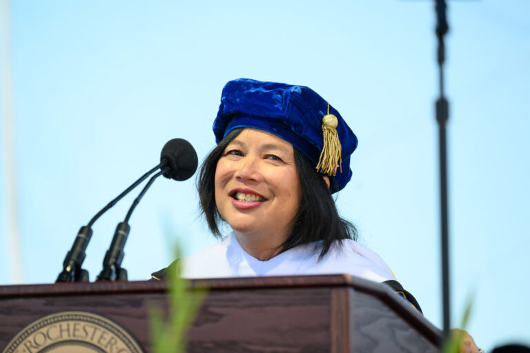 Jeannine Shao Collins ’86 delivers the Commencement Address