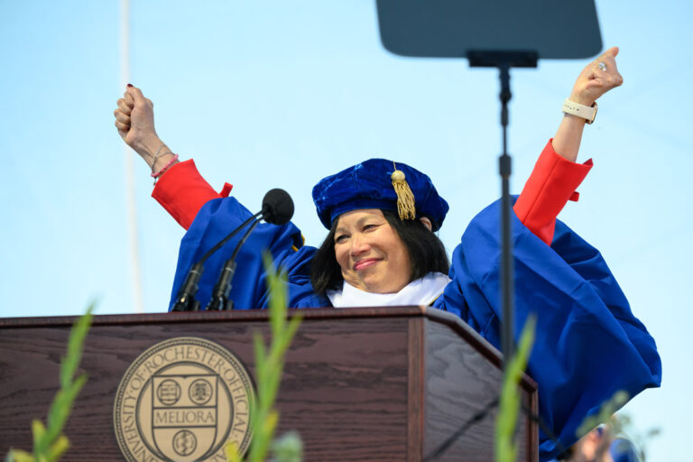 Jeannine Shao Collins ’86 delivers the Commencement Address
