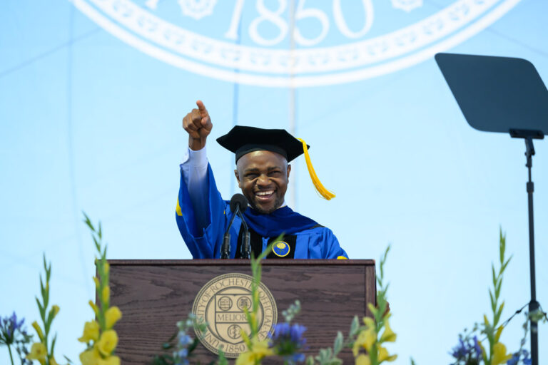 Graduate Student Speaker Onesmo Mushi ’26W (PhD) delivers Remarks from the Class of 2026