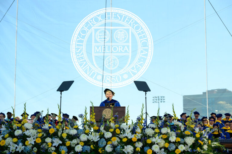 University of Rochester president Sarah C. Mangelsdorf delivers presidential remarks