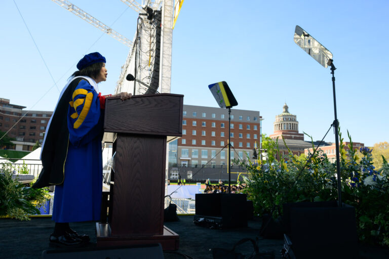 Jeannine Shao Collins ’86 delivers the Commencement Address