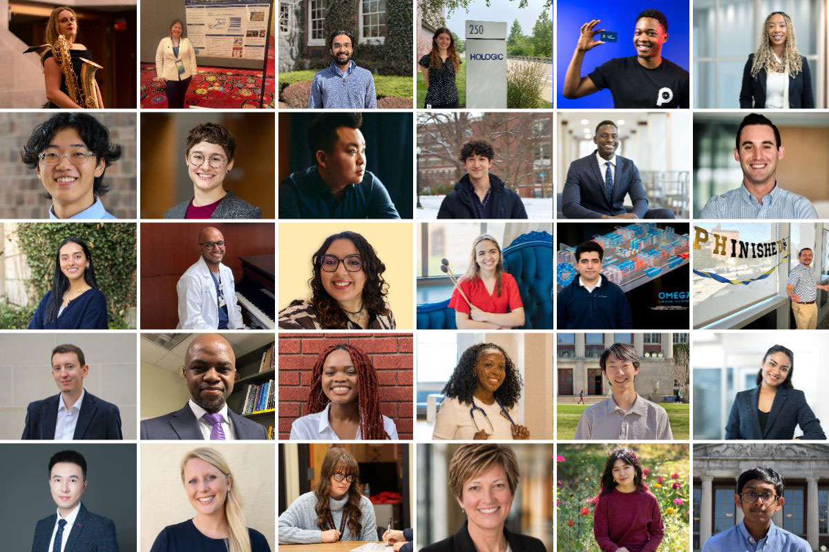 A collage featuring graduating students from the University of Rochester's 2026 class.