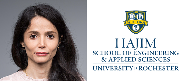 A headshot of Fatemeh Nargesian next to the Hajim School of Engineering & Applied Sciences logo.