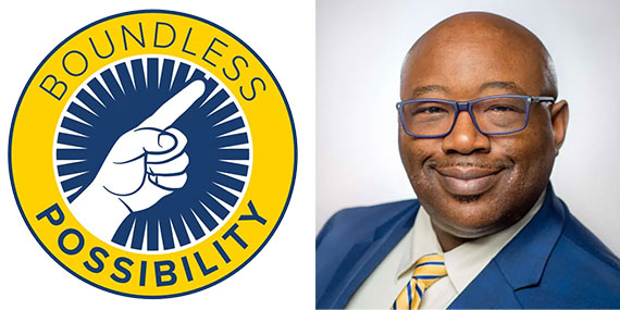 A graphic with the Boundless Possibility logo and a headshot of John Blackshear.