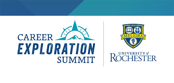 A graphic with a Career Exploration Summit spirit mark and the University of Rochester logo.