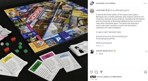 Rochester Monopoly game board. 