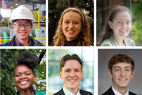 Headshots of six students who won Rochester Engineering Society scholarships.