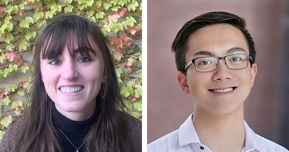 A composite of headshots of Danielle Getz and Christopher Lu.