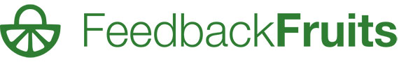 A white and green logo that says "Feedback Fruits."