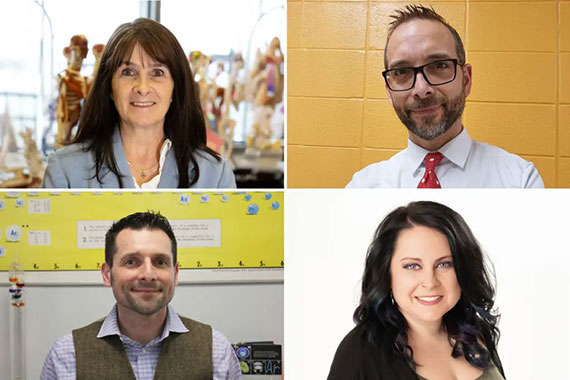 A composite of four high school teachers who will receive the Singer Family Prize award.