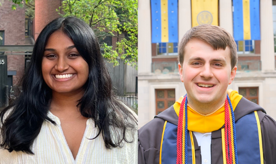 Photo of Isabelle Miranda and Daniel Pyskaty , School of Arts and Sciences alum and Fulbright winners.
