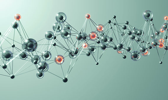 Computer illustration of a group of connected atoms.