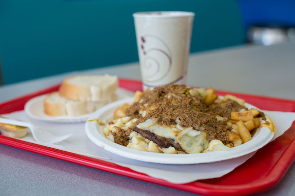 Cheeseburger garbage plate at Nick Tahou Hots. 