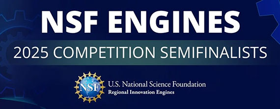 A dark blue graphic that says NSF Engines 2025 Competition Semifinalists.