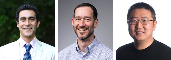 A composite of headshots of three Hajim faculty members who secured new funding awards.
