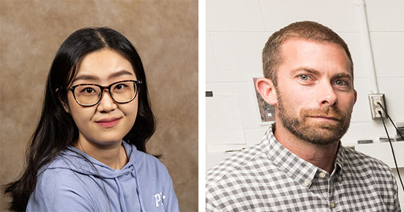 Side-by-side headshots of Yanan Guo and Nick Vamivakas.