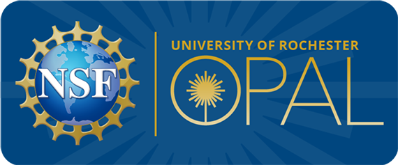 A graphic with the NSF logo and the University of Rochester OPAL logo.