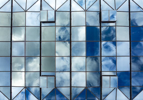 Windows of Wilson Commons as seen from aerial drone. 