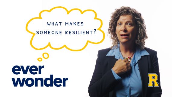 Graphic image for Ever Wonder series with the question "what makes someone resilient?" and a head and shoulder photo of Jennie Noll. 