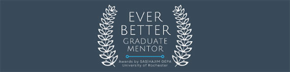 A gray graphic that says "Ever Better Graduate Mentor" with oliv branches.