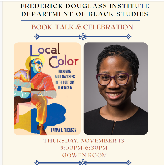 Image of Karma Frierson and her book cover, Local Color.