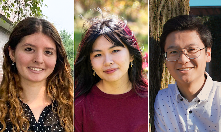 Wells Prize recipients Kyra McCracken, Sophia Wang, and Stefan Wang