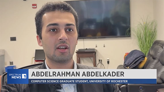 A screen capture of a Spectrum News TV interview with Abdelrahman Abdelkader.