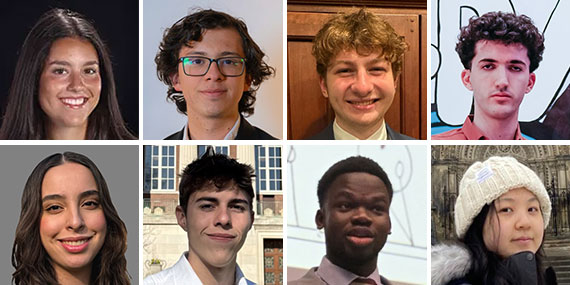A composite of eight headshots of Hajim School International Experience Scholarship Awardees.
