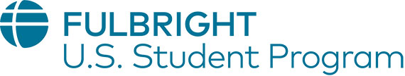 A teal and white logo for the Fulbright U.S. Student Program.