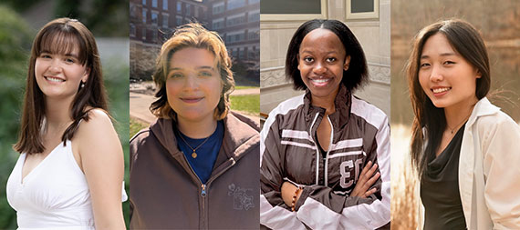 A composite image of four headshots of the Burger Chemical Sustainability Scholars.