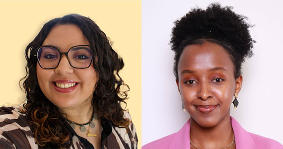Side-by-side headshots of URochester students who won Projects for Peace fellowships.