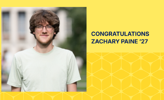 Image of Zachary Paine '27 with congratulations