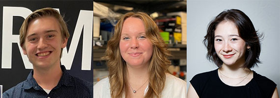 A composite of photos of three students who were named NSF Graduate Research Fellows.