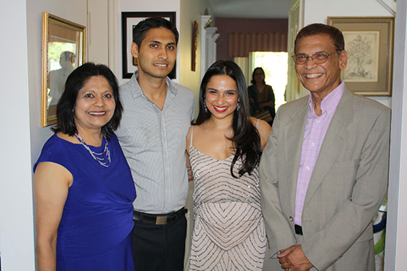 A group shot of four members of the Dalal family.