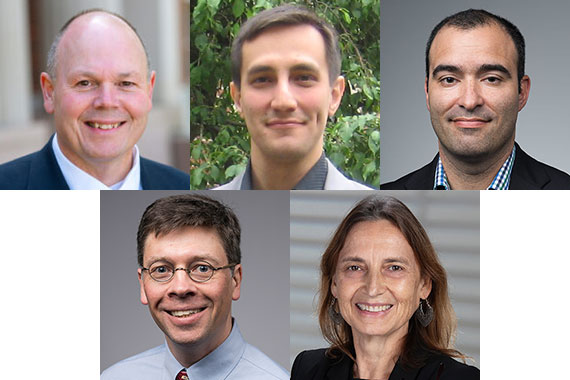 A composite of five headshots of Hajim School faculty leaders.