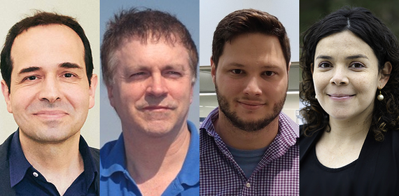 A composite of headshots of Mujdat Cetin, Paul Funkenbusch, Daniel Nikolov, and Marisol Herrera-Perez.