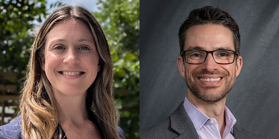 A composite of headshots of Rebecca Irwin and Darren Lipomi.