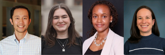 A composite of four headshots of panelists for the AI in Engineering event.