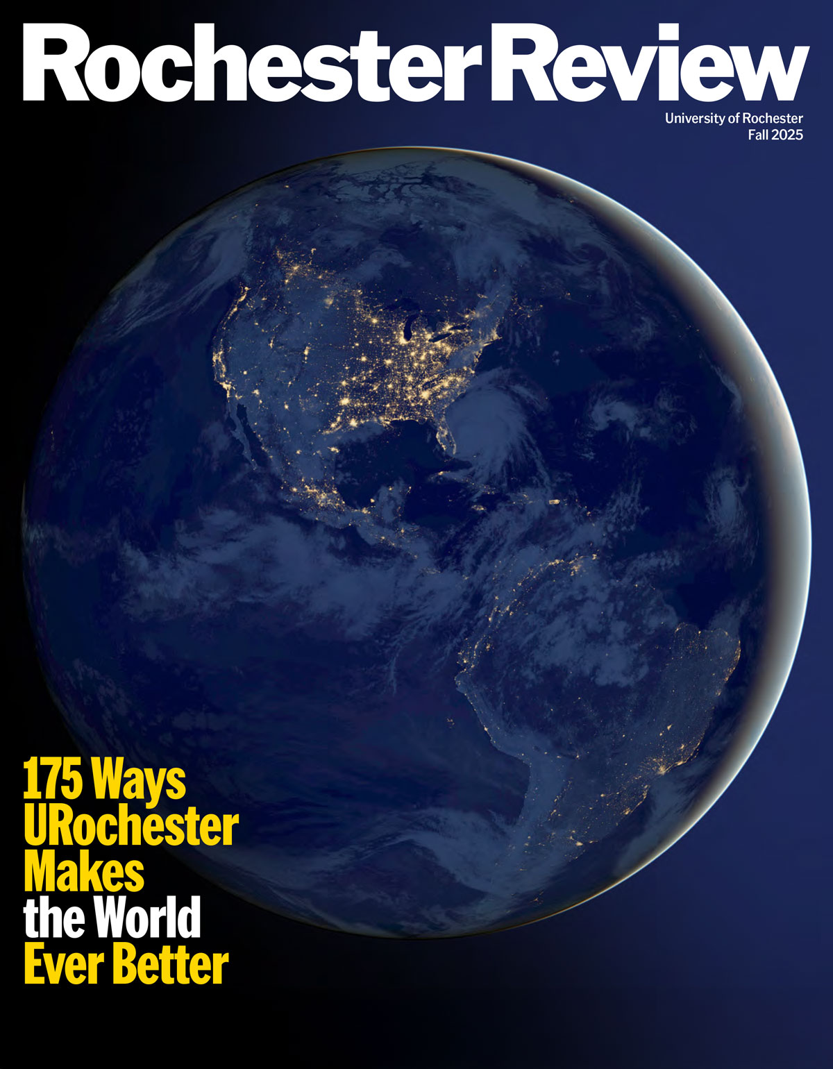 Cover of the fall 2025 Rochester Review, showcasing the magazine's title and date.