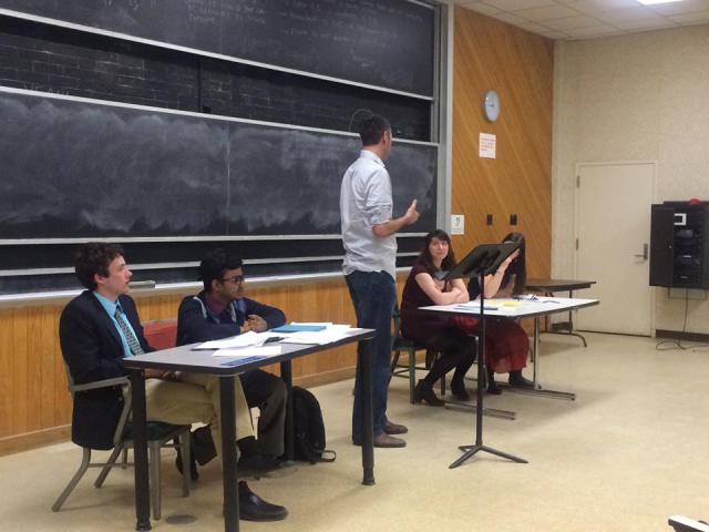 Director of Fraternity and Sorority Affairs John DiSarro delivers a floor speech.