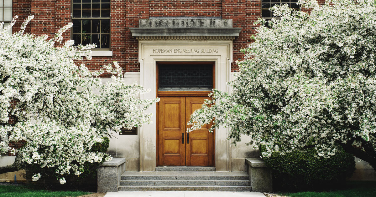 Hopeman Engineering Building in spring