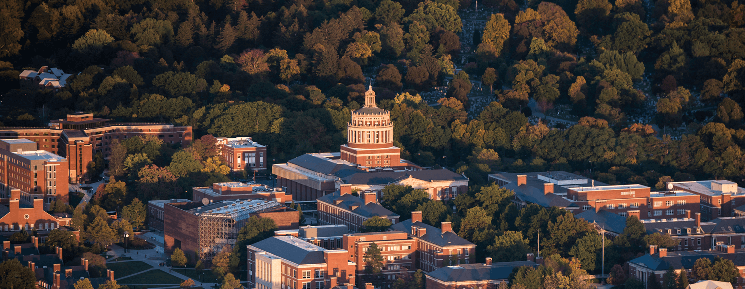 Aerial view of the University of Rochester River Campus.